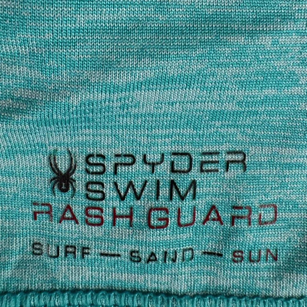 Spyder‎ Swim Mens Rash Guard Shirt Teal Heather UPF 30+ Short Sleeve Large